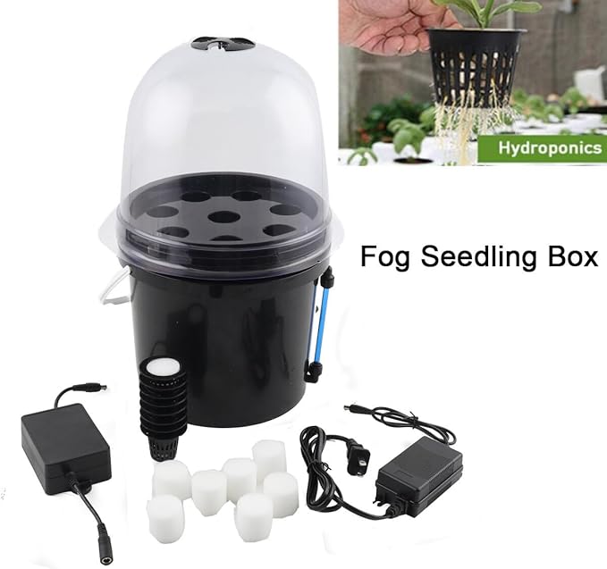 Hydroponics Seedling Cloning System Kit Fog Seedling Box 8 Holes 5L Soilless Hydroponic Equipment Seedling Cultivation Aeroponic Propagation Kit Hydroponics Planting Growing Kit