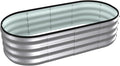 4x2x1 ft Oval Galvanized Metal Raised Garden Beds Thickened Rust-Proof Flower Beds Outdoor Plant Planter Boxes(Silver 1PC)
