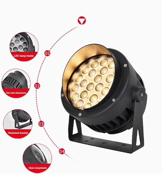 Outdoor Spotlight - LED Floodlight IP65 Outdoor Waterproof Adjustable Garden Tree Light AC 220VLED Beam Spotlight Villa Courtyard Lawn Light LED Landscape Spotlights(Red36W)