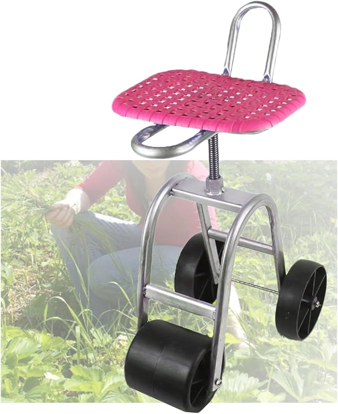 Rolling Garden Work Seat Bearing 150kgHeightening Gardening Cart 45-59cm Adjustable Heightfor Home Outdoor Lawn Yard(3 Wheels)