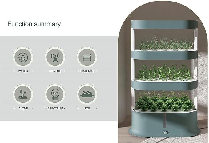 Hydroponics Tower with Remote Control Smart 3 Tier Planting Tower Hydroponics Growing System Stratified Water Circulation Full Spectrum LED Grow Lights for Herbs Fruits Vegetables