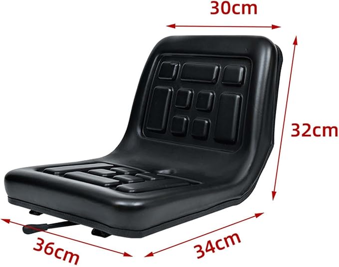 Tractor Seat Lawn Mower Seat Comfortable PU Leather with Back Rest Harvesters Seat Universal for Rice Transplanters Excavator Slide Rail Model