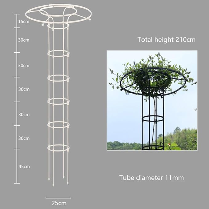 Tower Obelisk Garden Trellis Tall Metal Support Garden Frame Trellis for Indoor/Outdoor Climbing Vines and Flowers(White210cm)