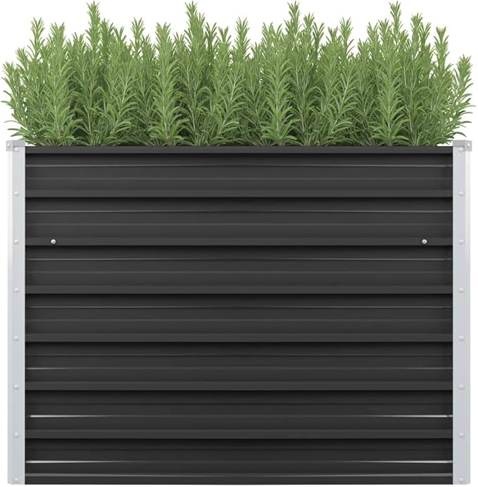 vidaXL Raised Garden Bed Raised Flower Bed Galvanized Steel Planter Outdoor Planter for Patio Backyard Garden Vegetables Herbs Anthracite
