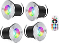 4PCS Outdoor LED Spotlights - 3W Floor Light Spotlight IP65 Waterproof Recessed Floor Lamp RGB LED Spotlights LED Recessed Ground Spotlight with Remote Controlled Spotlights(3W(12V))