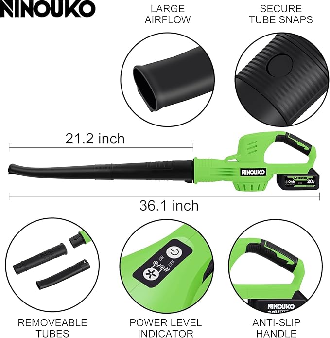 Leaf Blower Cordless 20V Electric Cordless Leaf Blower with 8000mAh Battery and Charger 2 Speed Modes 150MPH Lightweight Battery Powered Leaf Blowers for Lawn Care Patio Blowing Leaves and Snow
