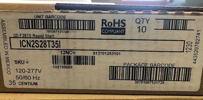 PHILIPS 10 Pieces Advance ICN2S28T Fluorescent Ballast 2 Lamp 28W T5 F28T5 120/277V