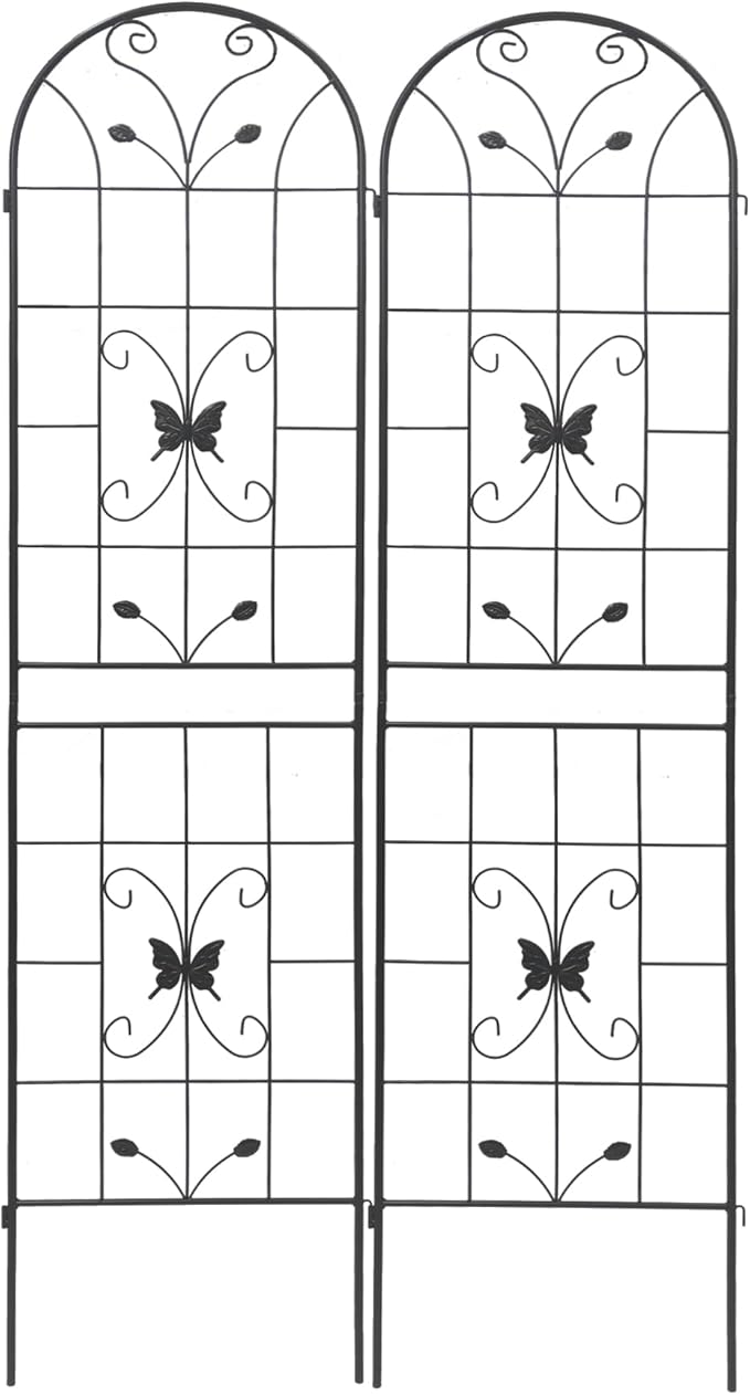 2 Pack Metal Garden Trellis for Climbing Plants Outdoor 86.7x 19.7 Rustproof Plant Support Rose Trellis Netting Trellis for Patio Vegetable Pots Support Lattice (Black)