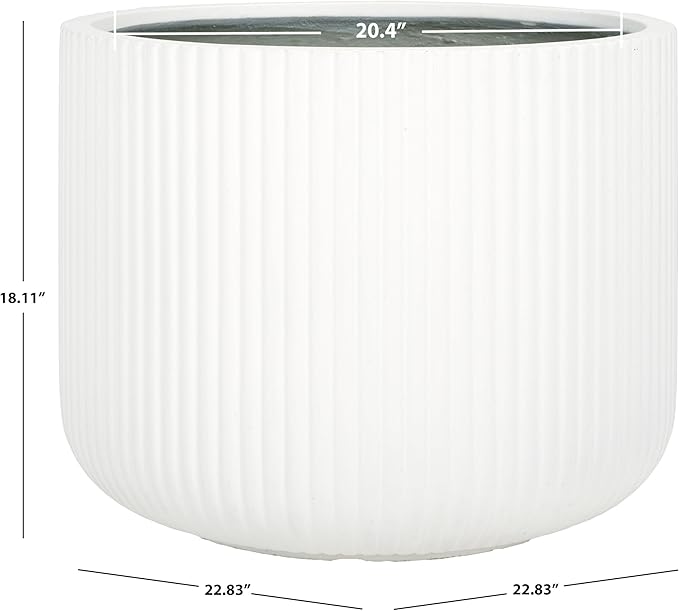 SAFAVIEH Outdoor Collection Lucca White Cement Ficonstone Planter Pot