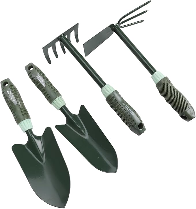 FTVOGUE 4PCS Garden Tool Set Gardening Tools with Non Slip Rubber Grips and Storage Bag for Digging Weeding Loosening Soil Aerating Transplanting