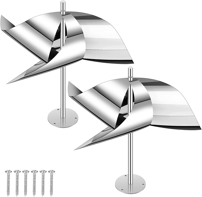 Qualirey 2 Pack Reflective Pinwheel Bird Deterrent Spinning Reflective Kites Bird Scare Device Keep Pigeon Woodpeckers and Sparrows Away Outdoor Use Boats Roofs Vegetable Gardens