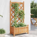 Brown Solid Fir Wood Planter with Trellis Outdoor Garden Planter Box for Climbing Plants Roses Ivy Vines Large Patio Decor 21.7 W x 11.8 D x 43.3 H