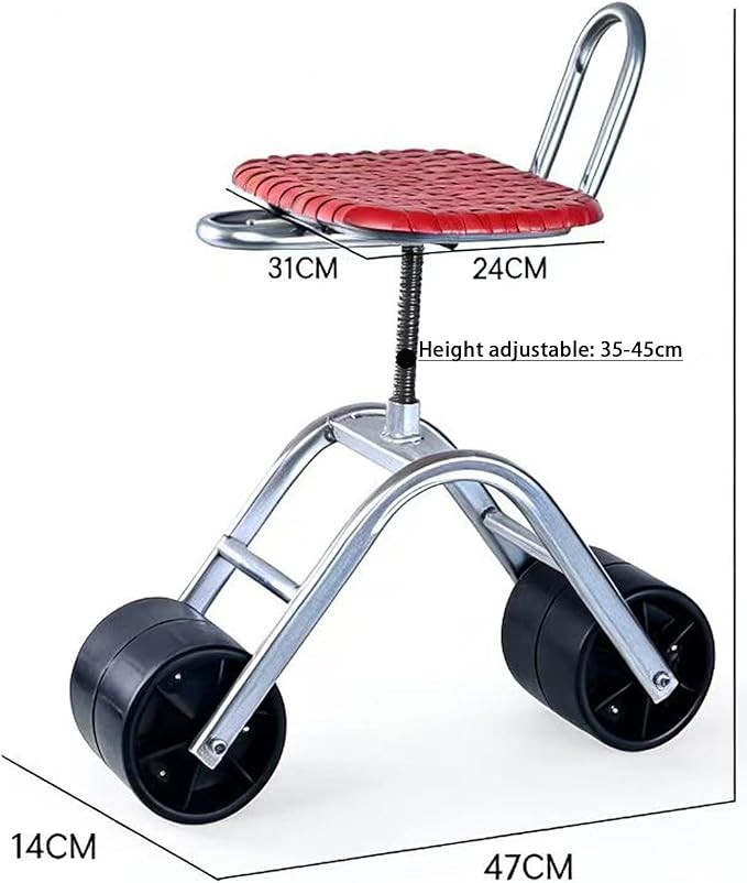 Gardening Bench Seat with Wheels Foldable Garden Cart Stool Work Seats Outdoor Steerable Stools for Patio Lawn Yard(lialunA1-2)