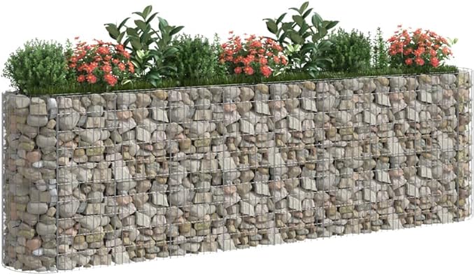 Gabion Raised Bed Planter Basket Pot Wall Outdoor Garden Lawn Patio Border Gardening Flower PlantGabion Cages Basket 129.9x19.7x39.4