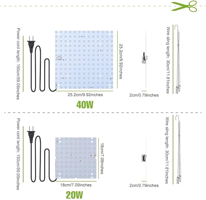 2Pack 200W LED Plant Light 110V Full Spectrum Indoor Seedings Cultivation Lights AC100-277V Hydroponic Planting Panel Lights UV/IR Greenhouse Tent Succulent Vegs Potting Moss Filling Lights US Plug