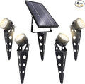 Solar Outdoor Spotlight Legacy 50X 4PK Garden Landscape Yard Pathway Light IP65 Waterproof Warm White LED Black Finish