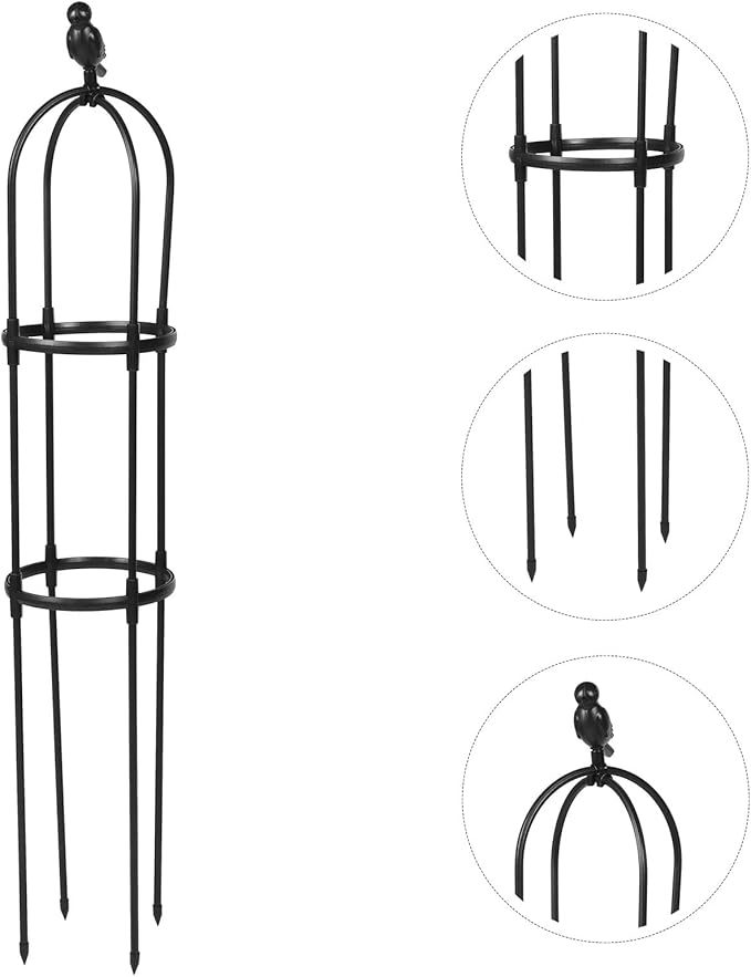 Uonlytech Iron Art Climbing Plant Trellis for Garden and Indoor Use Black 25cm Diameter X 120cm Height Sturdy Flower Climbing Rack and Plant Support Structure for Vines
