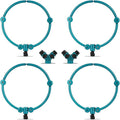 4 Pcs 360° Tree Water System Tree Root Watering Ring 13 Inch Circle Sprinkler Irrigation Slow Release Targeted Water with Y Hose Splitter for New Tree Outdoor Plants Raised Garden Beds (Green Small)