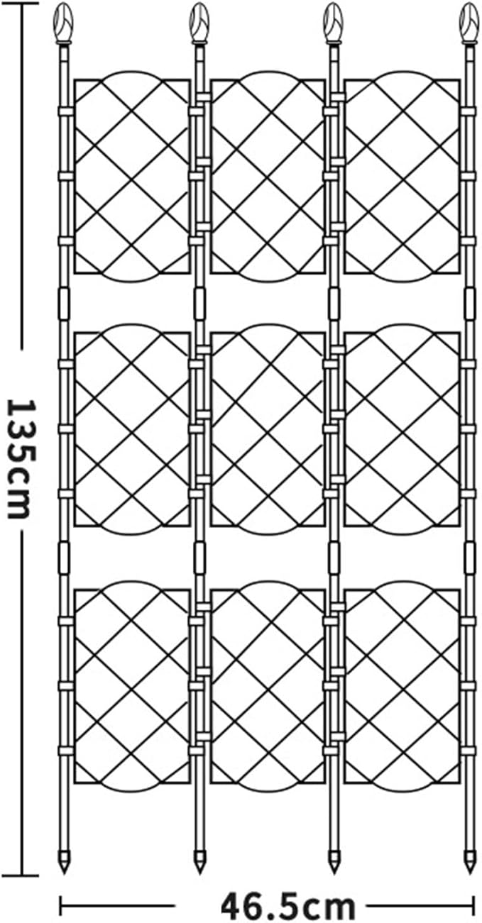 Garden Trellis for Climbing Plants Metal Garden Trellis Panels Black Plant Climbing Frame for Vines Rose Flowers Vegetables(135x46.5cm)