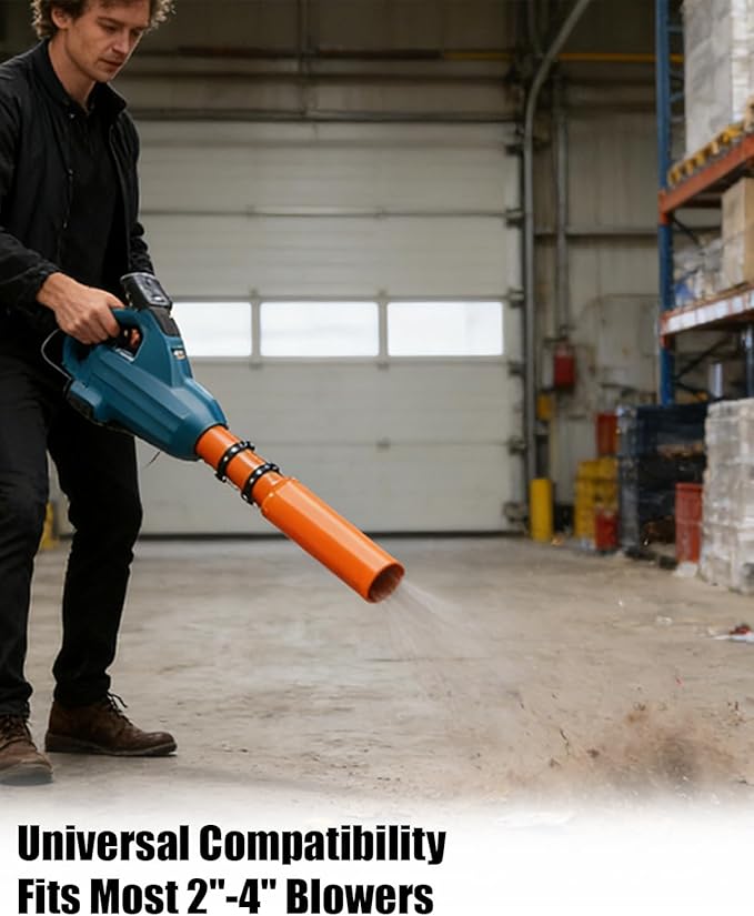 Universal Leaf Blower Air Booster Nozzle Attachment Airflow Accelerator for 2-4 Inch Blower Tubes Easy Install Yard Cleanup Tool for Most Electric Gas Leaf Blowers (Orange)