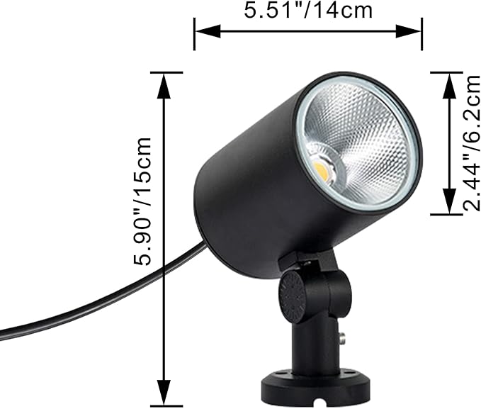 Kiven LED Indoor/Outdoor Waterproof Spotlight with 9.84 FT Plug-in Cord 5 Watts Plug in Accent Light with Vinly Siding Hooks for Plants Porch GardenVinly Siding(Warm White)
