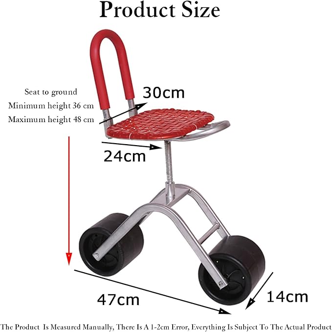 360° Swivel Rolling Gardens Cart with SeatFoldable Garden with 2 Wheelsfor Lawn Yard(Blue)