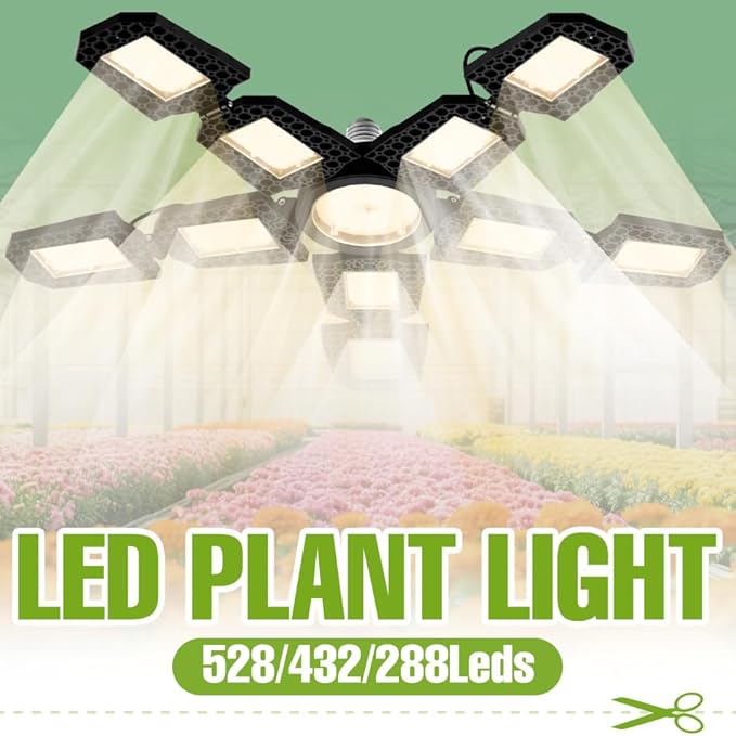 400W LED Full-Spectrum Sunlight Plant Growth Lighting E26/E27 Indoor Adjustable Low-Energy Planting Bulb 100-277V Greenhouse Water Seedling Lights 110V Foldable Panel Seed Culture Lamps Potted Moss