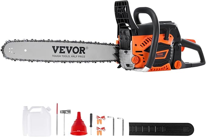 VEVOR Gas Chainsaw 58CC 2-Cycle Gasoline Powered Chainsaw 20 Inch Handheld Cordless Petrol Chain Saws For Forest Wood Garden and Farm Cutting Use