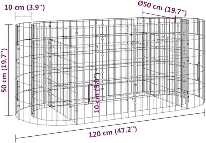 YAFF Gabion Raised Bed Galvanized Iron 47.2x19.7x19.7