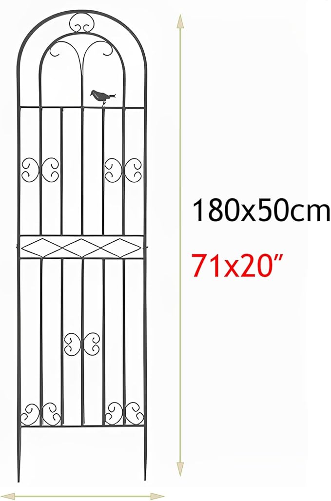 71x20″ Metal Climbing Plant Trellis Rose Garden Trellis Anti-Rust Metal Climbing Frame Plant Support Stakes Decorative Privacy Screen Black/White (Color : Black Size : 180x50cm)