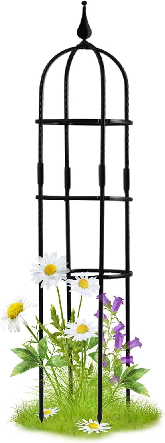 Garden Trellis for Climbing Plants Garden Tower Obelisk Trellises Rustproof Metal Potted Plant Climbing Support Large Garden Trellis Plant Supports for Climbing PlantsBlack20 * 150cm