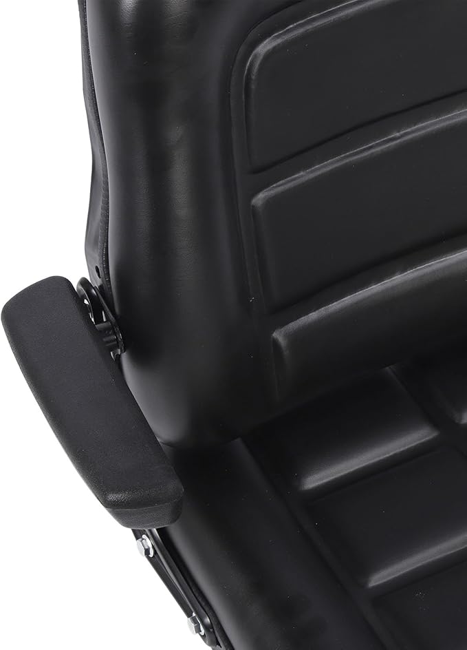 Pongnas Universal Lawn Mower Seat Tractor Seat Forklift Seat with Adjustable 30-180 Degree Tilt Slide Rail for Dumper Skid Loader Telehandler Backhoe Excavator Dozer (With armrest)