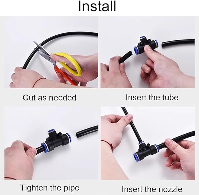 Automatic Drip Irrigation Kits 360° Curved Garden Irrigation Kit with Adjustable Nozzles Quick Installation Watering for Greenhouse Lawn Outdoor Plants(10m/32.8ft)