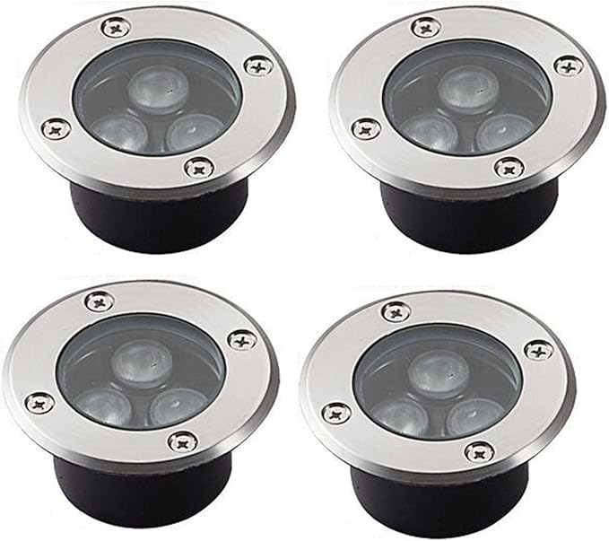 4PCS LED Beam Spotlight - 3W Outdoor SpotlightUnderground Light LED Ultra-Thin Recessed Patio Floor Light IP67 Waterproof Landscape Lights Built-in Floor LaBlue-24V