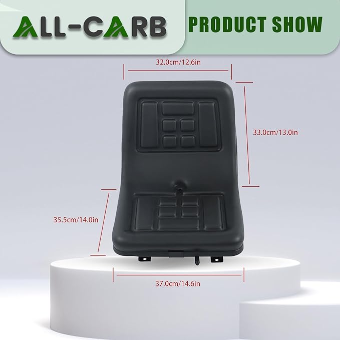 ALL-CARB Universal Compact High Back Lawn Tractor Seat with Central Drainage Holes Replacement for Riding Lawn Mowers