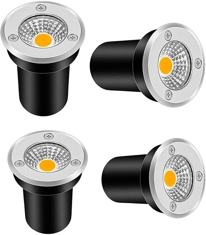 4 Pack LED Landscape Lights - 5W COB Waterproof Outdoor Recessed Spotlights Low Voltage Round Garden Lights for Patios Lawns Driveways &amp Decks (IP67 Blue AC85-265V)