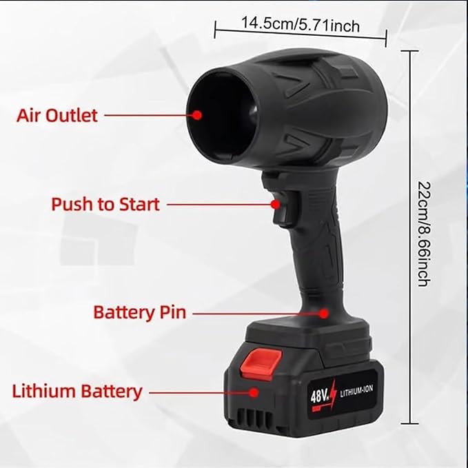 Handheld Blower Handheld Jet Blower 1000g Cordless Leaf Blower 1000g Blowing Force Ultra-Light Ultra-Powerful for Yard/Patio/Car/Lawn Cleaning (#10-1 Battery)