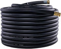 Garden Hose 150FT x 3/4” Heavy Duty Rubber Hose Water Hose with Five Layered Braiding Male Female Fittings 1000PSI Burst 300PSI Working (Black)