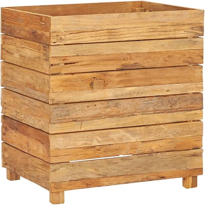 Raised Garden Bed Wooden Raised Bed Raised Garden Planter Box for Vegetables Flower Herb Gardening 19.7 x 15.7 x 21.7 Recycled Teak and Steel