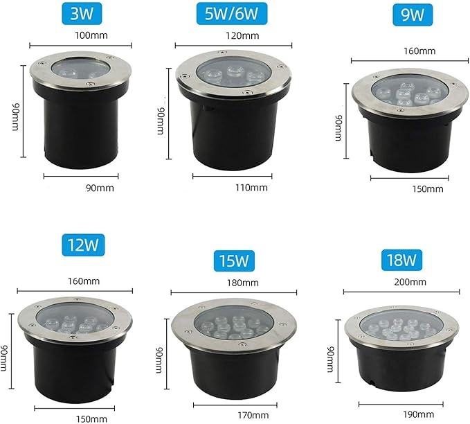 Outdoor Landscape Lights LED Buried Light AC85-110V IP66 Waterproof Recessed Ground Light for Garden Driveway Deck Step Yard Fence Pathway Spotlight