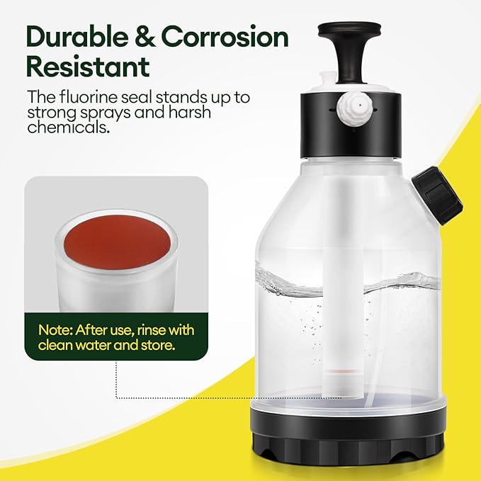 0.4 Gal Pump Sprayer Hand Water Spray Bottle for Indoor Plant Clear Plant Sprayer with Side Filling Port Measuring Cup Adjustable Nozzles Safe Pressure Relief Valve
