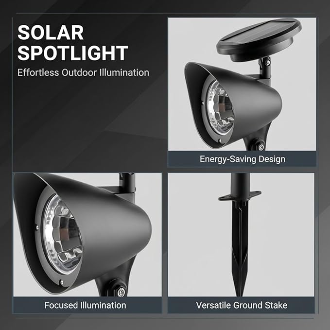 2 Pcs Solar Spotlights Blue Outdoor Led Landscape Lighting Waterproof with Solar Panel 6-8 Hours for Garden Lawn and Patio Yard Decor