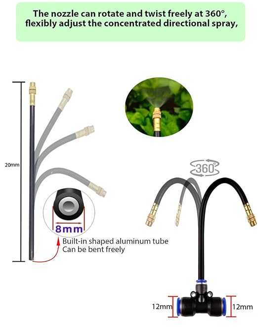 Drip Irrigation System - 360° Adjustable Micro Spray Sprinkler Kit for Garden Easy Installation No Tools Fine Mist Watering for Garden Potted Plants Greenhouse (100 FT)