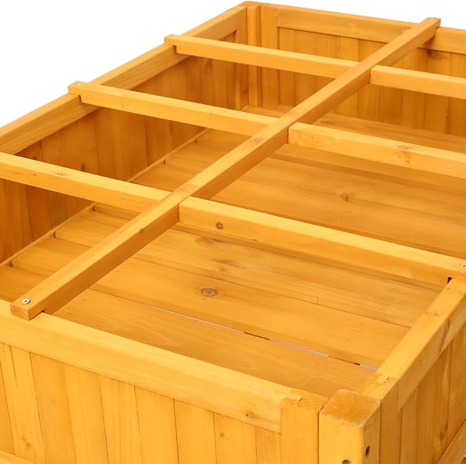 Elevated 8 Pocket Herb Garden BedMobile Raised Customizable Wood Planter for HerbsVegetablesFlowers w/Lockable WheelsStorage ShelfDrainage Holes