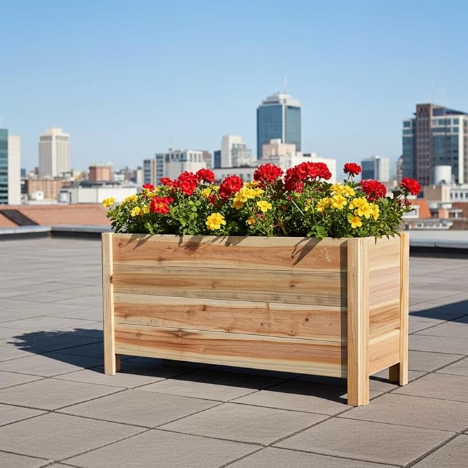 Tall Cedar Raised Garden Planter Box with Legs – Elevated Design for Comfortable Gardening Custom Sizes for Home Patio &amp Commercial Use (30 L x 16.5 W x 25 H)