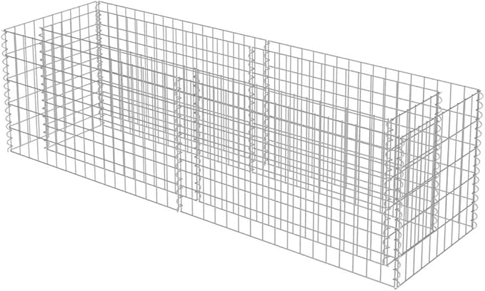 Gabion Raised Bed Silver Galvanized Steel 70.9 x 19.7 x 19.7 in Rectangular Planter for Outdoor Plants Durable Garden Bed