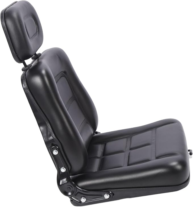 Generic Lawn Mower Fit for Seat Comfortable PVC Leather Universal Forklift Fit for Seat with Multi Angle Adjustment for Tractors Telehandler Backhoe Black (Without armrest)