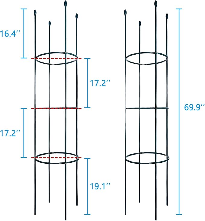 Luwint Metal Garden Trellis for Climbing Plants Outdoor 5.8 Feet Tall Round Trellis for Pots Sturdy Plant Support for Climbing Vine Tomato Flower