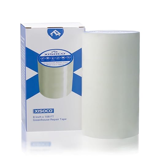 8Inch x 108FT Greenhouse Repair Tape Greenhouse Tape Heavy Duty Waterproof UV-Resistant Tent Clear Repair Tape Greenhouse Plastic Sheeting Coverings Film Tape for Sealing and Seaming