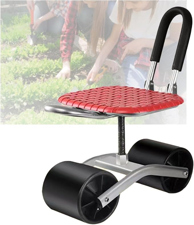 Rolling Gardening Work Stool Garden Stool Cart Bearing 150kg20-33cm Adjustable HeightSeat 360° Rotation for Orchards Farms(Black)